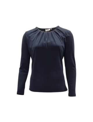 Dames shirt Lizet plooitjes lange mouw - marine