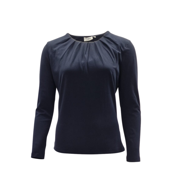Dames shirt Lizet plooitjes lange mouw - marine