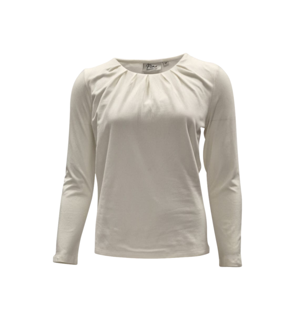 Dames shirt Lizet plooitjes lange mouw - offwhite