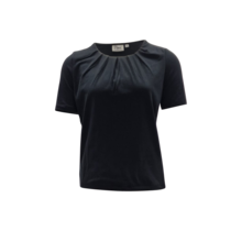 Dames shirt Lizet plooitjes korte mouw - zwart