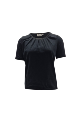 Dames shirt Lizet plooitjes korte mouw - zwart