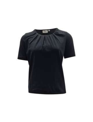 Dames shirt Lizet plooitjes korte mouw - zwart