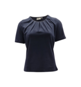 Dames shirt Lizet plooitjes korte mouw - marine