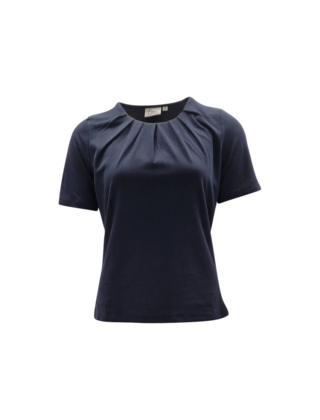 Dames shirt Cato plooitjes korte mouw - marine