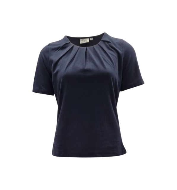 Dames shirt Lizet plooitjes korte mouw - marine