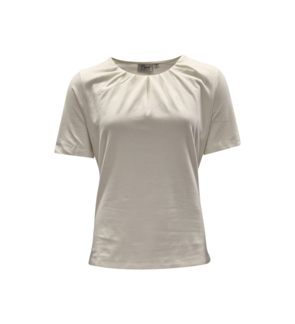 Dames shirt Cato plooitjes korte mouw - offwhite