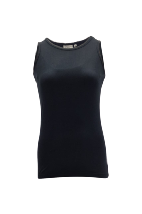 Dames shirt Loes picotrandje zonder mouw - zwart