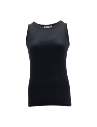 Dames shirt Loes picotrandje zonder mouw - zwart