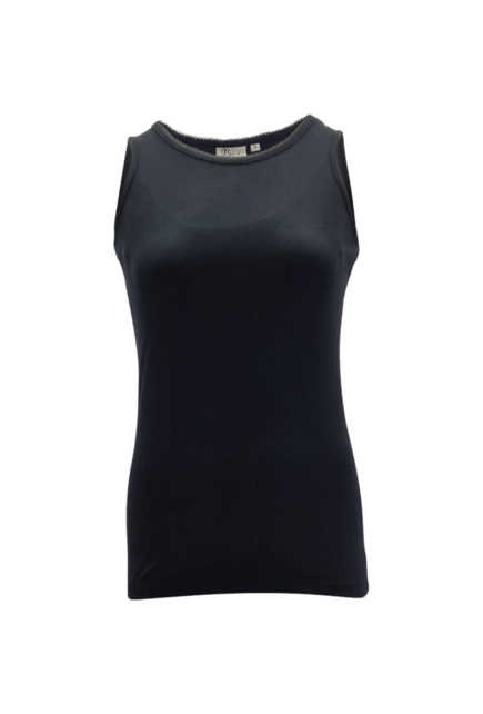 Dames shirt Loes picotrandje zonder mouw - zwart