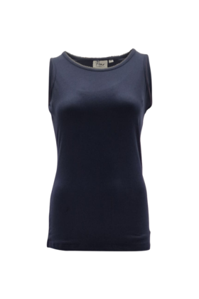 Dames shirt Loes picotrandje zonder mouw - marine