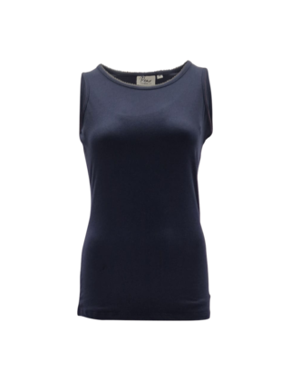 Dames shirt Loes picotrandje zonder mouw - marine