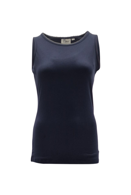 Dames shirt Loes picotrandje zonder mouw - marine