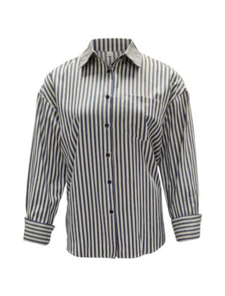 Dames blouse Linde - donkerblauw/ecru