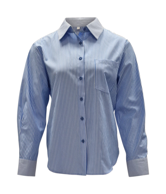 Dames blouse Linde - lichtblauw/wit