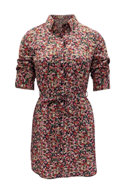 Jonge dames jurk Nynke - donkerblauw/rood