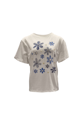 Dames shirt Maddie - wit/blauw *