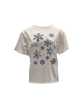 Dames shirt Maddie - wit/blauw *