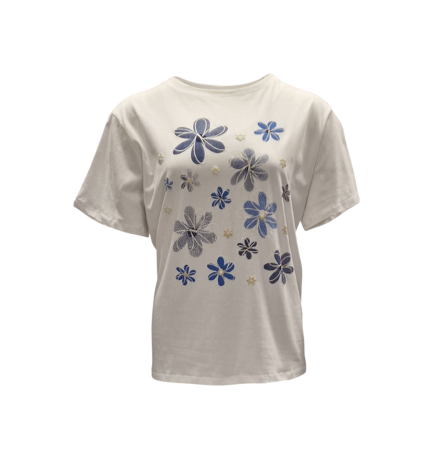 Dames shirt Maddie - wit/blauw *