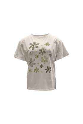 Dames shirt Maddie - wit/groen *