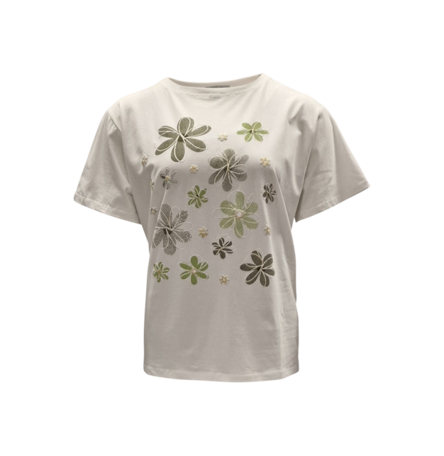 Dames shirt Maddie - wit/groen *