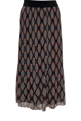 Dames plissé rok lang model - marine/cognac