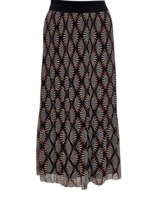 Dames plissé rok lang model - marine/cognac