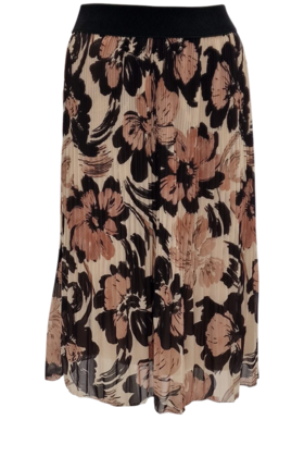 Dames plissé rok kort model - dessin zwart/khaki