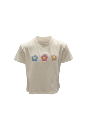 Meisjes shirt Lisa - offwhite bloemen  *