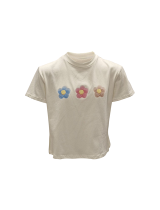 Meisjes shirt Lisa - offwhite bloemen  *