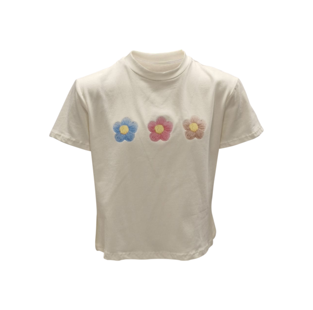 Meisjes shirt Lisa - offwhite bloemen  *