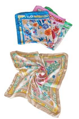 Sjaaltje met bloemenprint - beige