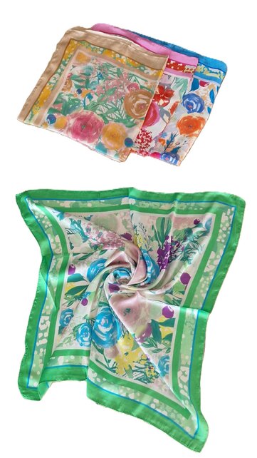 Sjaaltje met bloemenprint - groen