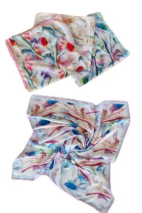 Sjaaltje met tulpdessin - lila