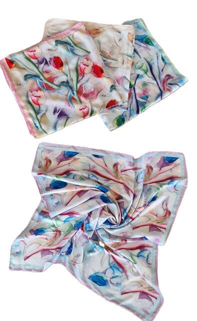 Sjaaltje met tulpdessin - lila