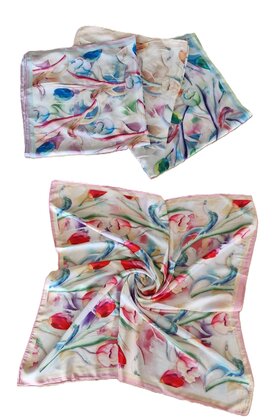 Sjaaltje met tulpdessin - roze