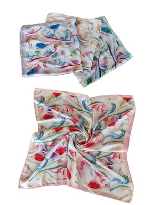 Sjaaltje met tulpdessin - roze