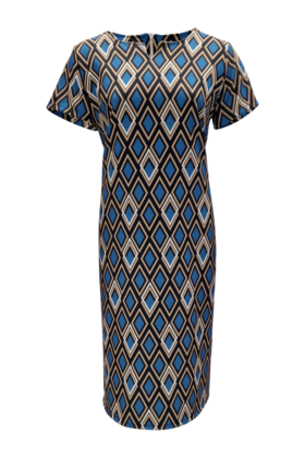 Dames  jurk Marloes - grafisch blauw/beige