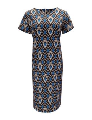 Dames  jurk Marloes - grafisch blauw/beige