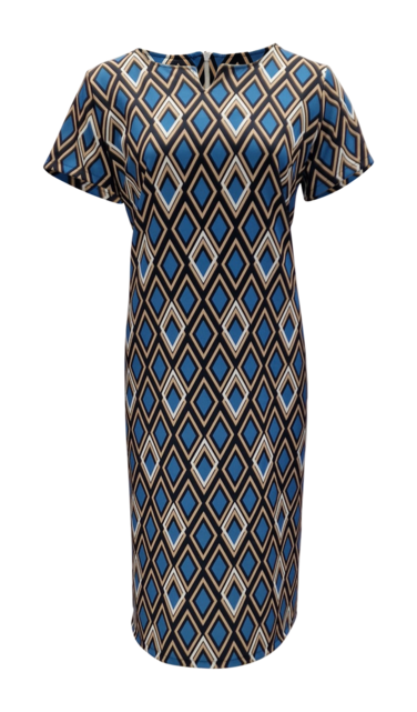 Dames  jurk Marloes - grafisch blauw/beige