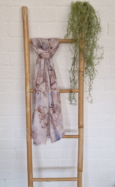 Sjaal met bloemenprint - beige