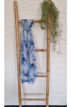 Sjaal met bloemenprint - blauw