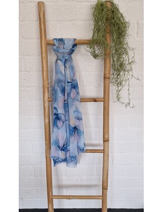 Sjaal met bloemenprint - blauw