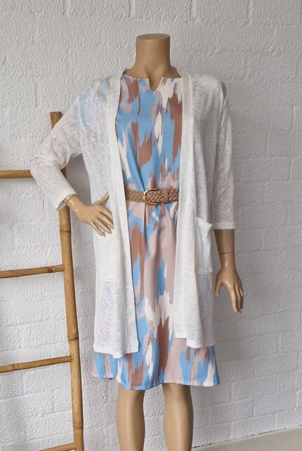 Jurk Marloes - lichtblauw/beige