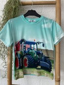 Shirt tractor Fendt  met rode schuur - korte mouw - mintgroen *