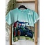 Jongens shirt tractor Fendt met rode schuur - korte mouw - mintgroen