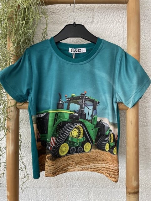 Shirt tractor John Deere - korte mouw - petrol *
