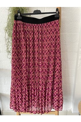 Dames plissé rok lang model - grafisch fuchsia *