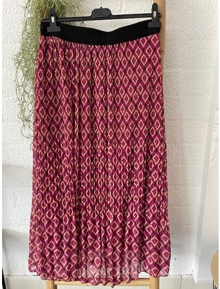 Dames plissé rok lang model - grafisch fuchsia *