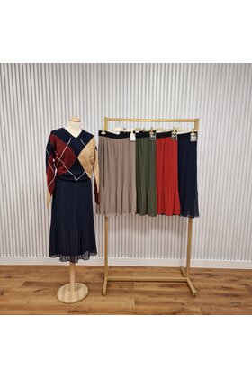 Rok plissé lang model - marine