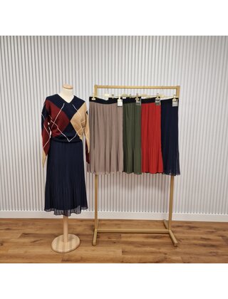 Rok plissé lang model - marine